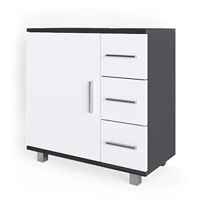 Abbildung von Vicco Waschbeckenunterschrank Ilias, Weiß/Anthrazit, 60 x 60.8 cm Drehbar