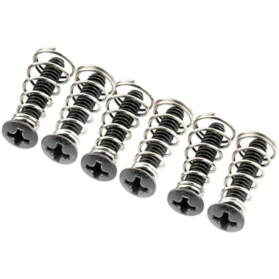 Abbildung von Musiclily Ultra UNC#6 32X3/4 Zoll Edelstahl Single Coil Pickup Tonabnehmerschrauben und Federn Set für USA/Mexiko Fender Strat Style E Gitarre, Schwarz (6er Set)