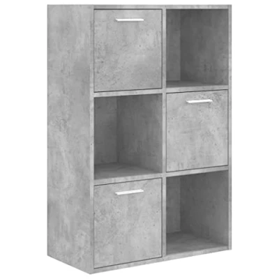 Abbildung von vidaXL Lagerschrank Bücherregal Raumteiler Raumtrenner Standregal Büroregal Schrank Kinderregal Bücherschrank Regal Betongrau 60x29,5x90cm Holzwerkstoff