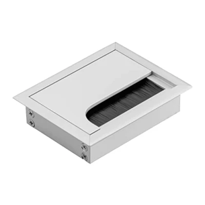 Abbildung von GTV Kabeltülle Merida Kabeldurchführung mit Öffnungsdeckel Kabeldurchlass Rechteckig Kabelorganisation für Möbel Kabeldurchlass/für die Installation in der Arbeitsplatte / 80x100mm Silber