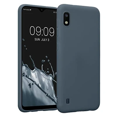 Abbildung von kwmobile Hülle kompatibel mit Samsung Galaxy A10 weiches TPU Silikon Case Cover geeignet für kabelloses Laden Dunkler Schiefer
