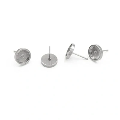 Abbildung von Vintageparts Ohrstecker aus 304 Edelstahl 8mm 4 Stück zum Schmuck selber basteln