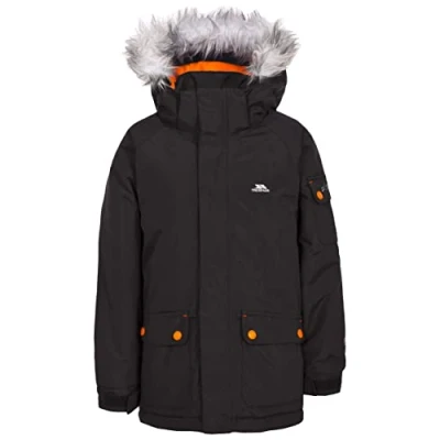 Abbildung von Trespass Holsey, Black, 11/12, Warme Gepolsterte Wasserdichte Jacke mit abnehmbarer Kapuze für Kinder / Jungen 2 12 Jahre, 11 Schwarz