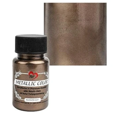 Abbildung von Ideen mit Herz Metallic Color Farbe hochwertige Acrylfarbe in Premium Qualität edlem Glanz und hoher Farbpigmentierung 50 ml (dunkelbraun)