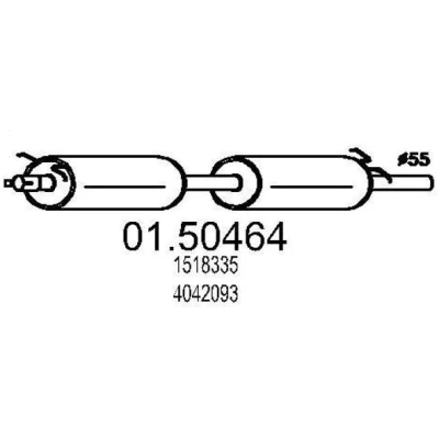 Abbildung von MTS 01.50464 Mittelschalldämpfer 1230 FORD: Transit Mk5 Bus, Kastenwagen, Pritsche/Fahrgestell