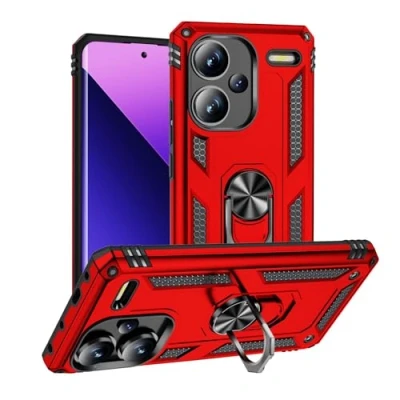 Abbildung von Hülle für Xiaomi Redmi Note 13 Pro Plus 5G Standfunktion Drehbar Ringhalter 360 Grad Case Cover Magnet Bumper Handyhülle Outdoor Hart Hardcase Mit Ring (Xiaomi 5G, Rot)
