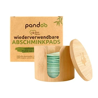 Abbildung von pandoo Abschminkschwamm 18 wiederverwendbare Abschminkpads, inkl Bambus Aufbewahrungsbox