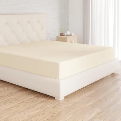 Abbildung von Amazon Basics Spannbetttuch, Mikrofaser, Beige, 180 x 200 30 cm