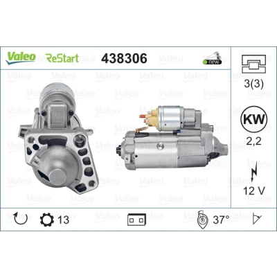 Abbildung von VALEO NEW STOP&amp;START ORIGINAL PART 438306 Anlasser 12 2,2 13 VOLVO: V70 3, S80 II, XC60 I