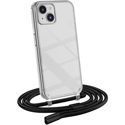 Abbildung von MyGadget Handykette für iPhone 14 Plus [ Hülle mit Band abnehmbar &amp; verstellbar ] Handyhülle Handyband zum Umhängen Schnur Case Schutzhülle Schwarz