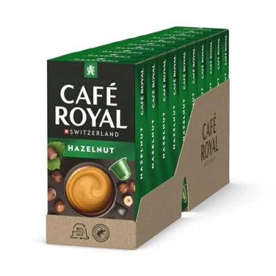 Abbildung von Café Royal Hazelnut Flavoured 100 Kapseln für Nespresso Kaffee Maschine 4/10 Intensität UTZ zertifiziert Kaffeekapseln aus Aluminium