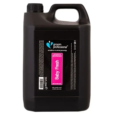 Abbildung von GROOM PROFESSIONAL Baby Fresh Hundeshampoo Sensitiv Gegen Geruch Babypuderduft für Juckende &amp; Trockene Haut Sanft Duftendes Welpenshampoo Perfekt Welpen, 4 Liter
