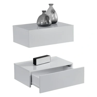 Abbildung von en.casa Nachtschrank »Oslo« in 2er Set mit Schublade 46x30x15cm Weiß Hochglanz