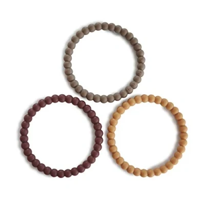 Abbildung von Mushie Perlen Beißringarmbänder, Zahnungshilfe für Kinder, 3er Pack (Berry/Marigold/Khaki)