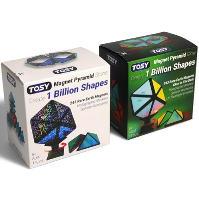 Abbildung von TOSY Magnet Pyramid 1 Würfel verwandelt Sich in Milliarde Formen, 243 Seltenerdmagnete, leuchtendes, Spinner Zubehör, Puzzle Spielzeug, Ostern/Valentinstag/Geburtstagsgeschenk, Set Stone Glow