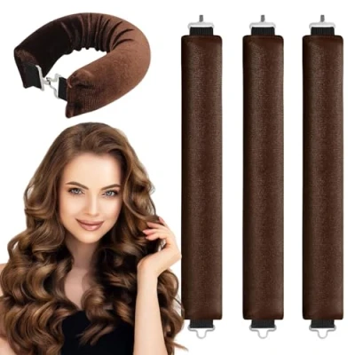 Abbildung von JDCMEI 3 Stück Hitzefreie Lockenwickler, Heatless Curls Band Locken Ohne Hitze für Lange Haare Hitzefreier Lockenstab Alle Haartypen Lockenwickler Über Nacht mit Haken Langes Mittleres Haa