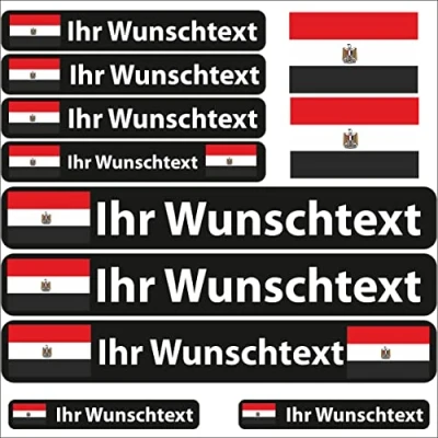 Abbildung von INDIGOS UG® 13 Flaggenaufkleber Land Ägypten Fahne glatt Aufkleber mit Namen &amp; Wunschtext individuell personalisiert Fahrrad Auto Motorrad