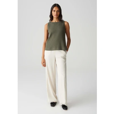 Abbildung von OPUS Regular FIT Round NECK Lockere Passform Top, Damen, Größe: 38, Olive leaf