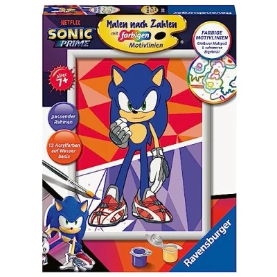 Abbildung von Ravensburger Malen nach Zahlen Netflix Sonic Prime, Sonic: New Yoke City, Made in Europe, FSC® schützt Wald weltweit