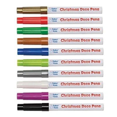Abbildung von Baker Ross FE832 Acrylstifte in Weihnachtsfarben 10er Pack, Weihnachten Bastelbedarf, und Malstifte für Kinder