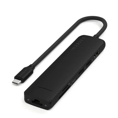 Abbildung von Satechi USB C 7 in 1 Slim Multiport Adapter with Ethernet Black