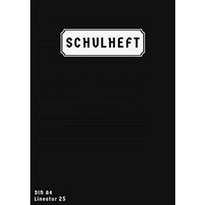 Abbildung von Lineatur 25 Din A4: Schulheft Liniert 50 Blatt Homeschooling und Schulanfang Heft Schreibheft Mit Rand Schwarz