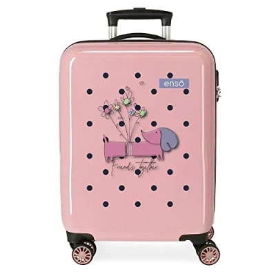 Abbildung von Enso Friends Together Kabinentrolley, Rosa, 38 x 55 20 cm, Hartplastik, seitlicher Kombinationsverschluss, 34 l, 2 kg, 4 Räder, Handgepäck, Kabinenkoffer