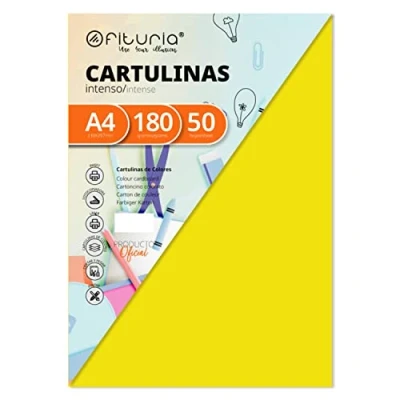 Abbildung von Pack 50 Cartulinas Color Amarillo Fuerte Tamaño A4 180g