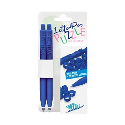 Abbildung von WEDO 2533003 Letter Pen PUZZLE, 2er Set, individualisierbar mit Buchstabenringen, austauschbare Mine, blau