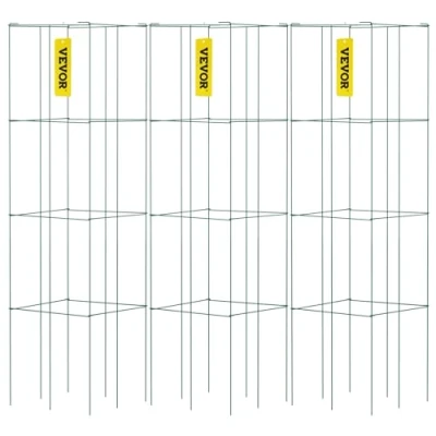 Abbildung von VEVOR Tomatenkäfige, Pflanzenstützkäfige, 3er Pack, quadratischer Stahl, 3,3 Fuß, Grün für den Garten