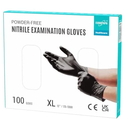 Abbildung von EUROPAPA Nitril Handschuhe Medical Einmalhandschuhe Untersuchungshandschuhe (100 Stück, puderfrei ohne Latex, Gummihandschuhe) unsteril latexfrei disposible gloves