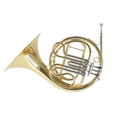 Abbildung von Roy Benson F Waldhorn HR 302 (Messing Schallstück und Korpus, 3 Ventilig mit Kugelgelenken, Goldmessing Mundrohr, Neusilber Zügen, professionelle Klangqualität, kompakten Formetui)