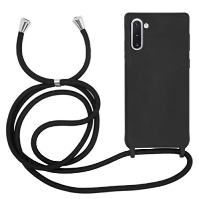 Abbildung von MyGadget Handykette für Samsung Galaxy Note 10 [ Hülle mit verstellbaren Band ] TPU Handyhülle Handyband zum Umhängen Kordel Schnur Case Schutzhülle Schwarz