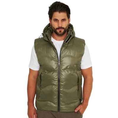 Abbildung von Soulstar Herren Weste mit Kapuze Steppweste Puffer Bodywarmer Outdoor Winterjacke Jacke S2_MGL ISAIAH Olive XXL