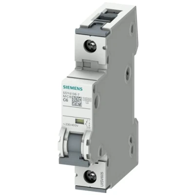 Abbildung von Siemens 5SY41067 Leitungsschutzschalter 10kA C6 1P in 1TE 230/400V, MCB, Sicherungsautomat