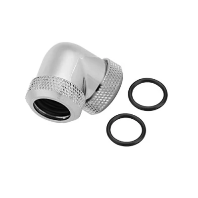 Abbildung von Richer R G1 / 4 Gewinde Adapter, 14mm OD Messing 90 Grad Ellenbogen Wasserkühlung Fitting Adapter,Haltbar Rohrverbinder Wasser Flüssigkeitskühlung für PC Wasserkühlung(Silver)