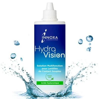 Abbildung von INNOXA Kontaktlinsenflüssigkeit Optimaler Tragekomfort durch HYALURON Pflegelösung 100 ml für alle Weichen Kontaktlinsen mit Behälter