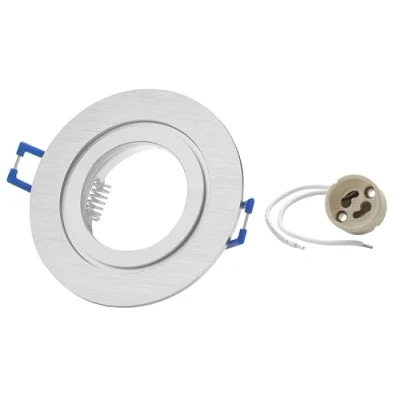 Abbildung von Sweet Led Sparpack IP44 Alu,Einbaurahmen, Feuchtraum Badezimmer, Bad Einbauleuchte aus Aluminium, inkl GU10 Fassung 230V, Klickverschluß, Spritzwassergeschützt,Einbaustrahler, spot (1er,Silber)