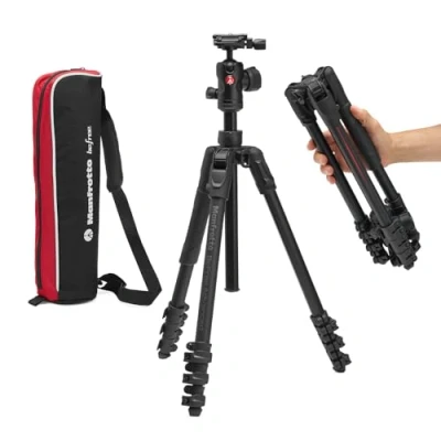 Abbildung von Manfrotto Befree Advanced AS, Camera Tripod, Lever Lock, Compatible with Arca Swiss, Portable, Compact Travel Tripod Kit, Ball Head, Aluminium for DSLR, Mirrorless Cameras, Accessories