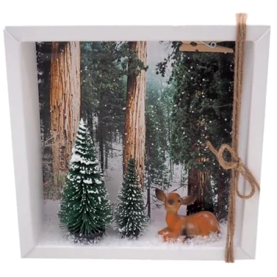 Abbildung von ZauberDeko Geschenkbox Geldgeschenk Verpackung Weihnachten XMAS Reh Wald Tanne Geschenk