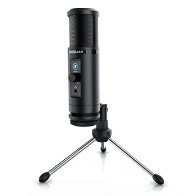 Abbildung von CSL USB Mikrofon Kondensatormikrofon PC mit Monitorfunktion 192 kHz Mikrofonständer 20 Hz bis Drehregler Mikroaussteuerung für Gaming Podcast Studio