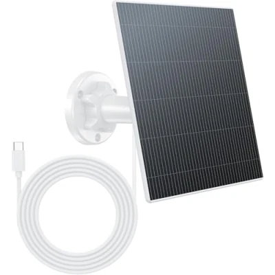Abbildung von 6W Solarpanel für Akku Überwachungskamera Aussen im Außenbereich, 5V USB C Solarmodul, Kompatibel mit betriebenen Kameras, 360 Verstellbarer Halter, IP65 Wasserdicht, 9,8ft