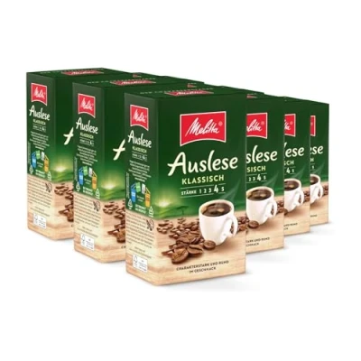 Abbildung von Melitta Auslese Filter Kaffee 12 x 500g, gemahlen, Pulver für Filterkaffeemaschinen, starke Röstung, geröstet in Deutschland, im Tray
