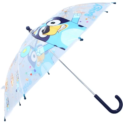 Abbildung von Bluey Stockregenschirm Stockschirm dunkelblau &amp; transparent Kinder Regenschirm