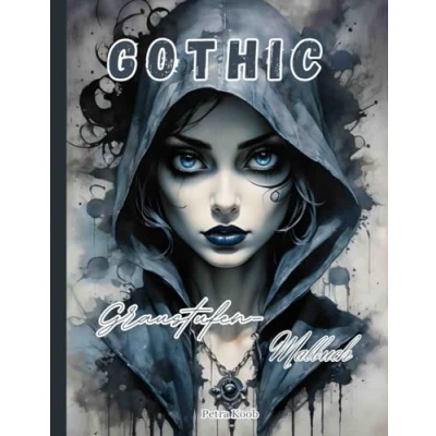Abbildung von Gothic, Graustufen Malbuch: 38 Motive, 81 Seiten, einseitig bedruckt mit schwarzer Rückseite, XXL Format 8,5 x 11 Zoll (ca. DIN A4 Format), Ausmalbuch