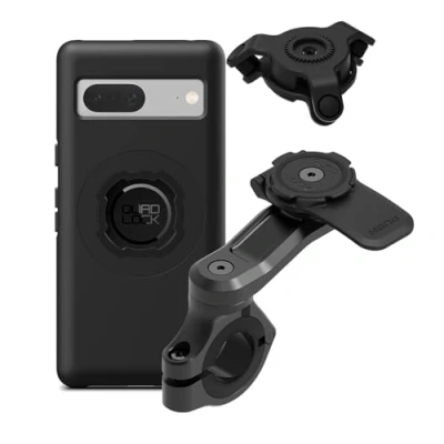 Abbildung von Quad Lock Motorrad Lenkerhalterung Pro Kit mit Vibrationsdämpfer und Pixel 7 MAG Hülle