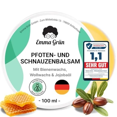 Abbildung von Emma Grün Pfotenpflege Schnauzen &amp; Pfotenbalsam 100 ml mit Propolis Bienenwachs, ml, für rissige Pfoten Nasen, Allwetter Schutz, aus deutscher Manufaktur