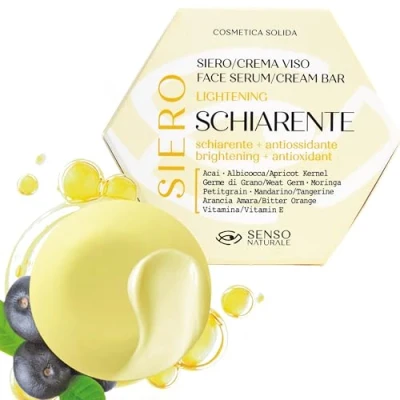 Abbildung von Senso Naturale Festes Gesichtsserum Aufhellendes und Erhellendes, Gesichtscreme für Fahle, Müde Enzymatische Haut, Antioxidative Nachtmaske mit Vitamin E, 100% Natürlich, Biologisch Vegan