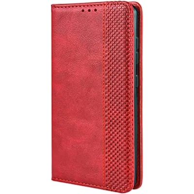 Abbildung von TEYYOS Leder Folio Hülle für Xiaomi 14T Pro, Premium Flip Wallet Tasche mit Kartensteckplätzen, PU/TPU Lederhülle Handyhülle Schutzhülle Rot