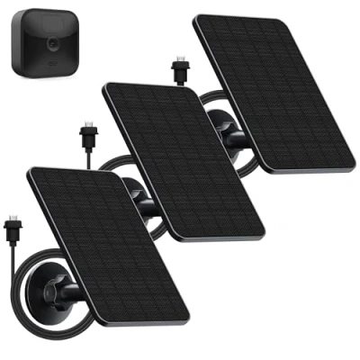 Abbildung von Solarpanel für Blink Kamera Outdoor,4W Kompatibel mit Outdoor,Blink XT2/XT Kamera&amp;SimpliSafe Kamera(Nicht enthalten),IP66 Outdoor(3rd Gen) Gummistecker(3 Pack)